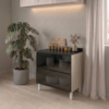 Balcao Com Tampo 2 Gavetoes Vidro MDF 80 cm Kali 1641227 Bianco TOQ Nicioli