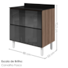 Balcao Com Tampo 2 Gavetoes Vidro MDF 80 cm Kali 1641227 Carvalho TOQ Nicioli