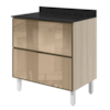 Balcao Com Tampo 2 Gavetoes Vidro MDF 80 cm Kali 1641269 Bianco TOQ Nicioli