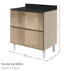 Balcao Com Tampo 2 Gavetoes Vidro MDF 80 cm Kali 1641269 Bianco TOQ Nicioli