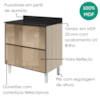 Balcao Com Tampo 2 Gavetoes Vidro MDF 80 cm Kali 1641269 Bianco TOQ Nicioli