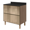 Balcao Com Tampo 2 Gavetoes Vidro MDF 80 cm Kali 1641269 Carvalho TOQ Nicioli