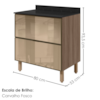 Balcao Com Tampo 2 Gavetoes Vidro MDF 80 cm Kali 1641269 Carvalho TOQ Nicioli