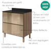 Balcao Com Tampo 2 Gavetoes Vidro MDF 80 cm Kali 1641269 Carvalho TOQ Nicioli
