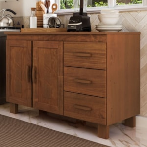 Balcao Com Tampo 2 Portas 120 cm Madeira Macica Taeda 1241C Castanho Festra