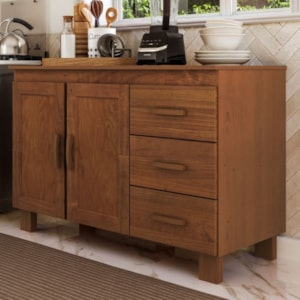 Balcao Com Tampo 2 Portas 120 cm Madeira Macica Taeda 1291C Castanho Festra