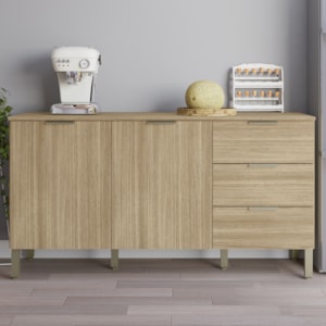 Balcao Com Tampo 2 Portas 3 Gavetas 160 cm Glam Freijo KTP