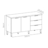 Balcao Com Tampo 2 Portas 3 Gavetas 160 cm Glam Freijo KTP