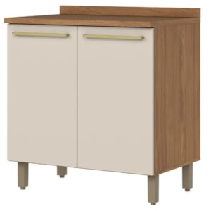 Balcao Com Tampo 2 Portas 80 cm Requinte Nature Areia Henn