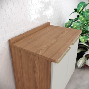 Balcao Com Tampo 2 Portas 80 cm Requinte Nature Areia Henn