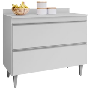 Balcao Com Tampo 2 Portas Basculante Esmeralda 100 cm BP Branco Eratto Moveis