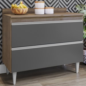 Balcao Com Tampo 2 Portas Basculante Esmeralda BP 100 cm Freijo Grafite Eratto Moveis