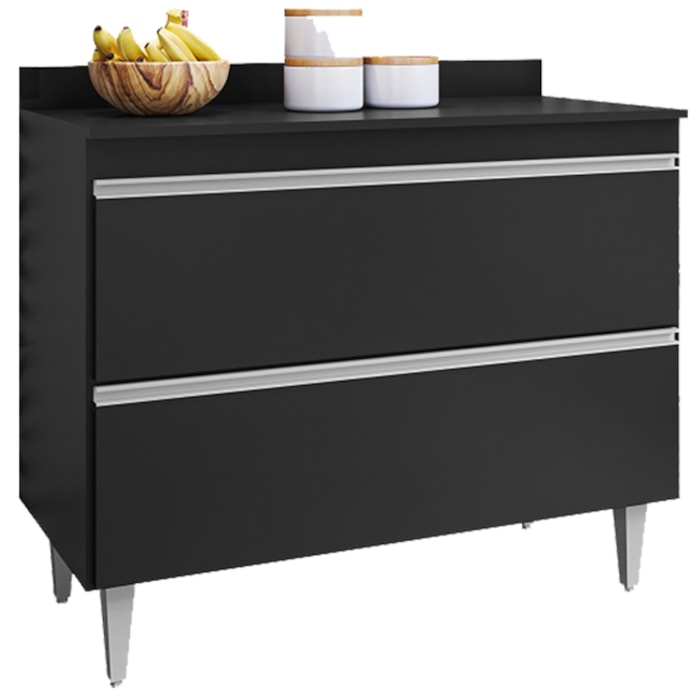 Balcao Com Tampo 2 Portas Basculante Esmeralda BP 100 cm Preto Eratto Moveis