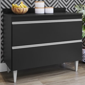 Balcao Com Tampo 2 Portas Basculante Esmeralda BP 100 cm Preto Eratto Moveis