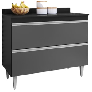 Balcao Com Tampo 2 Portas Basculante Esmeralda BP 100 cm Preto Grafite Eratto Moveis