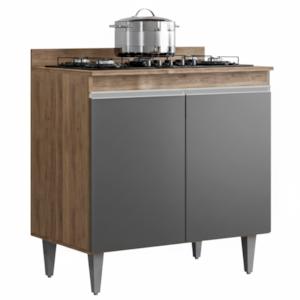 Balcao Com Tampo 2 Portas Ellen 80 cm Freijo Grafite Eratto Moveis