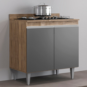 Balcao Com Tampo 2 Portas Ellen 80 cm Freijo Grafite Eratto Moveis