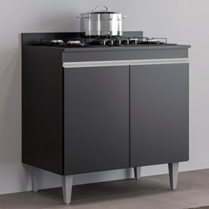 Balcao Com Tampo 2 Portas Ellen 80 cm Preto Eratto Moveis