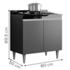 Balcao Com Tampo 2 Portas Ellen 80 cm Preto Grafite Eratto Moveis