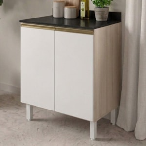 Balcão Com Tampo 2 Portas MDF 60 cm Kali 1222022 Bianco TOQ Branco Nicioli