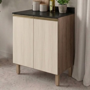 Balcão Com Tampo 2 Portas MDF 60 cm Kali 1222022 Carvalho TOQ Bianco Nicioli