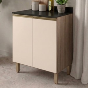 Balcão Com Tampo 2 Portas MDF 60 cm Kali 1222022 Carvalho TOQ Off White Nicioli