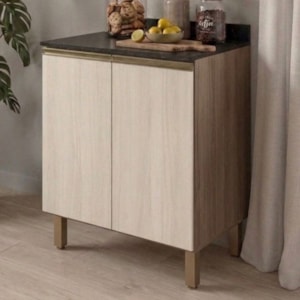 Balcão Com Tampo 2 Portas MDF 70 cm Kali 1222122 Carvalho TOQ Bianco Nicioli