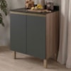 Balcão Com Tampo 2 Portas MDF 70 cm Kali 1222122 Carvalho TOQ Chumbo Nicioli