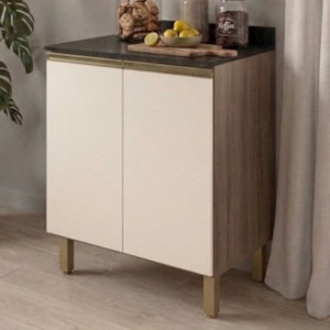 Balcão Com Tampo 2 Portas MDF 70 cm Kali 1222122 Carvalho TOQ Off White Nicioli