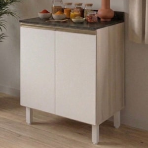 Balcão Com Tampo 2 Portas MDF 80 cm Kali 1222322 Bianco TOQ Branco Nicioli