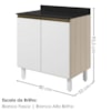 Balcão Com Tampo 2 Portas MDF 80 cm Kali 1222322 Bianco TOQ Branco Nicioli