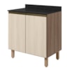 Balcão Com Tampo 2 Portas MDF 80 cm Kali 1222322 Carvalho TOQ Bianco Nicioli
