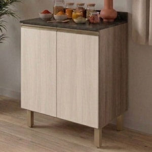 Balcão Com Tampo 2 Portas MDF 80 cm Kali 1222322 Carvalho TOQ Bianco Nicioli