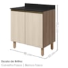 Balcão Com Tampo 2 Portas MDF 80 cm Kali 1222322 Carvalho TOQ Bianco Nicioli
