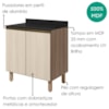 Balcão Com Tampo 2 Portas MDF 80 cm Kali 1222322 Carvalho TOQ Bianco Nicioli