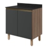 Balcão Com Tampo 2 Portas MDF 80 cm Kali 1222322 Carvalho TOQ Chumbo Nicioli