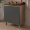 Balcão Com Tampo 2 Portas MDF 80 cm Kali 1222322 Carvalho TOQ Chumbo Nicioli