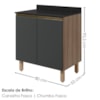 Balcão Com Tampo 2 Portas MDF 80 cm Kali 1222322 Carvalho TOQ Chumbo Nicioli