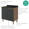 Balcão Com Tampo 2 Portas MDF 80 cm Kali 1222322 Carvalho TOQ Chumbo Nicioli