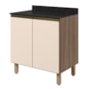 Balcão Com Tampo 2 Portas MDF 80 cm Kali 1222322 Carvalho TOQ Off White Nicioli