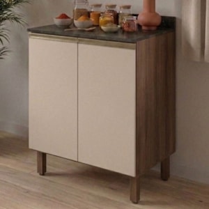 Balcão Com Tampo 2 Portas MDF 80 cm Kali 1222322 Carvalho TOQ Off White Nicioli