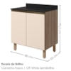 Balcão Com Tampo 2 Portas MDF 80 cm Kali 1222322 Carvalho TOQ Off White Nicioli