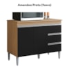 Balcao Com Tampo 2 PT 3 G 120 cm Andreia Amendoa Preto REAJL Moveis