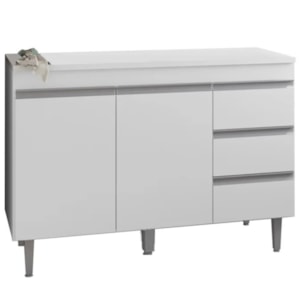 Balcao Com Tampo 2 PT 3 G 120 cm Andreia Branco REAJL Moveis Balcao Com Tampo 2 PT 3 G 120 cm Andreia Branco REAJL Moveis