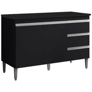 Balcao Com Tampo 2 PT 3 G 120 cm Andreia Preto REAJL Moveis