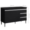 Balcao Com Tampo 2 PT 3 G 120 cm Andreia Preto REAJL Moveis