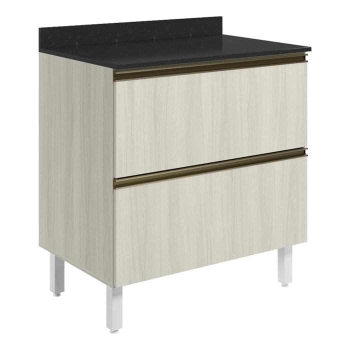Balcao Com Tampo 2G 80cm MDF Kali 16412 Bianco Toq Bianco Toq Nicioli