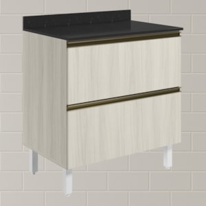 Balcao Com Tampo 2G 80cm MDF Kali 16412 Bianco Toq Bianco Toq Nicioli