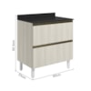 Balcao Com Tampo 2G 80cm MDF Kali 16412 Bianco Toq Bianco Toq Nicioli