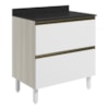 Balcao Com Tampo 2G 80cm MDF Kali 16412 Bianco Toq Branco Uv Nicioli
